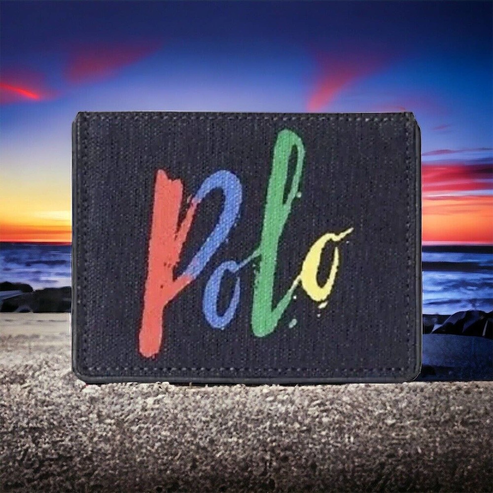 POLO RALPH LAUREN RRL Navy Canvas Front Pocket Card Wallet NEW Fast Shipping